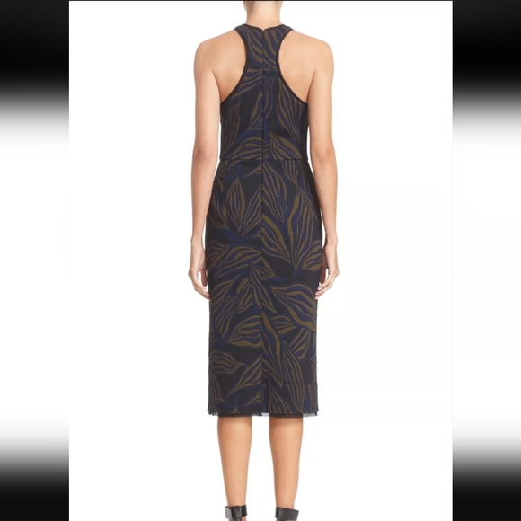 NWT Jason WuBlack Olive Blue Floral Tech Jacquard Sheath Dress - Picture 2 of 11